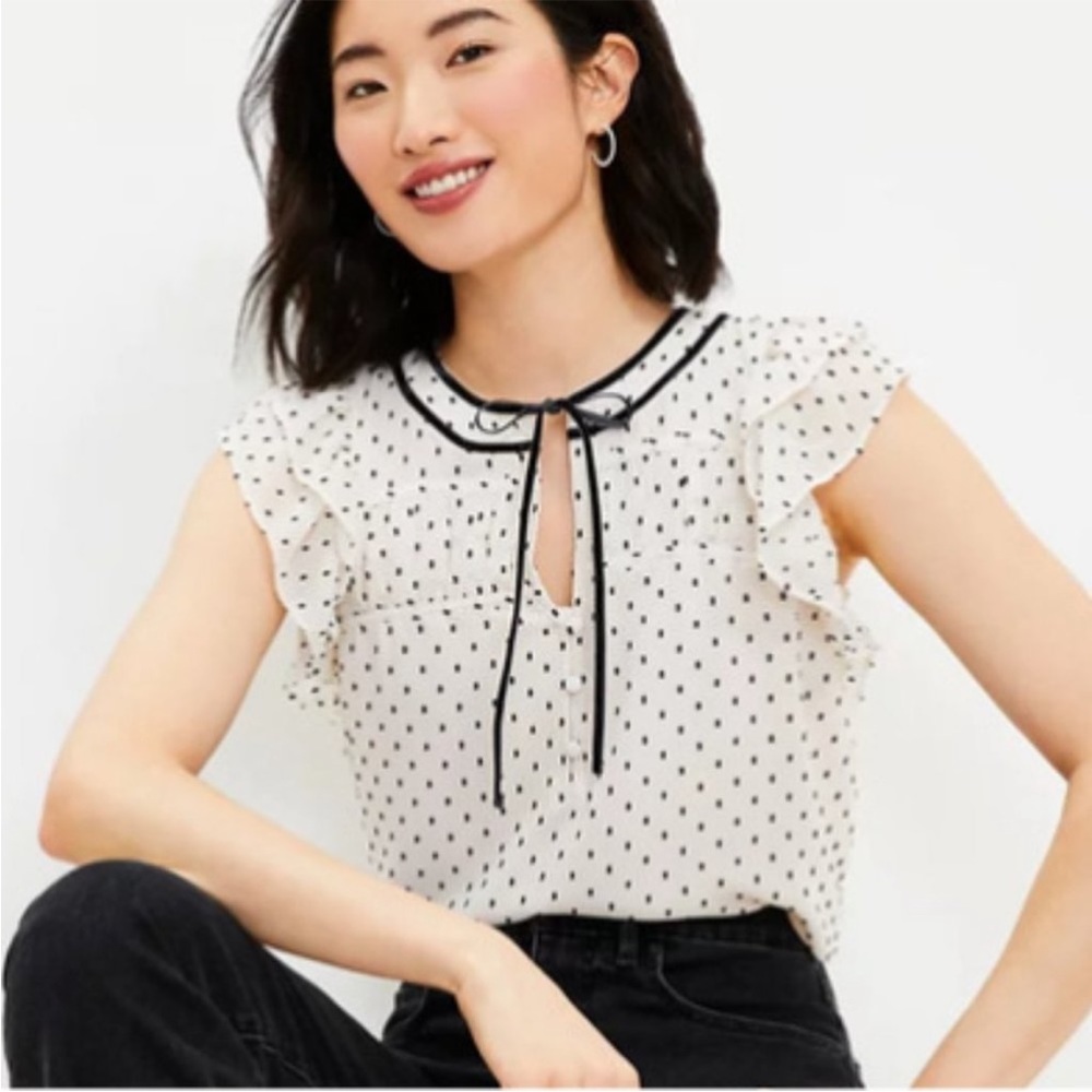 NWT LOFT Clip Dot Velvet Shell